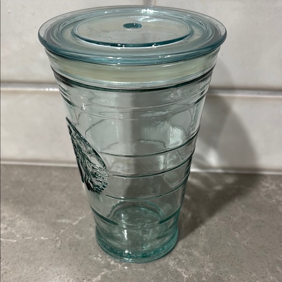 Starbucks Rare Recycled Teal Clear Glass Tumbler - Picture 4 of 9